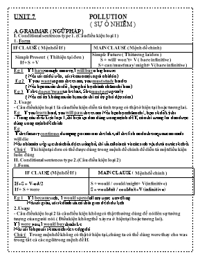 Lý thuyết Unit 7 môn Tiếng Anh Lớp 8 (Sách Thí điểm)